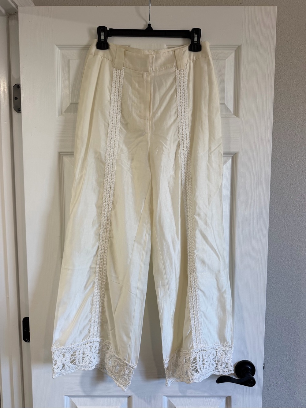 Commense Lace Panel Sheer White Pants